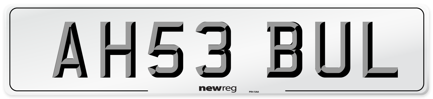 AH53 BUL Number Plate from New Reg